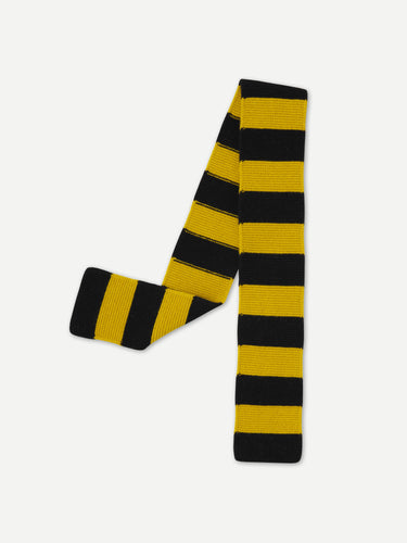 SMALL BOLD STRIPE GARTER STITCH SCARF BLACK & TURMERIC