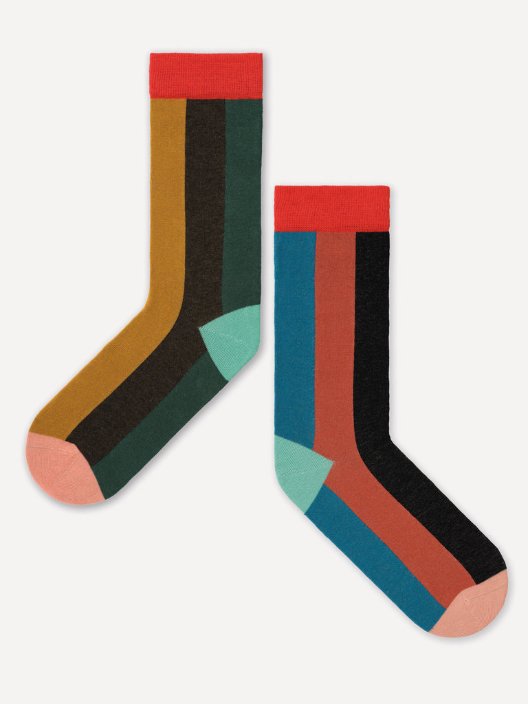 MULTICOLOUR VERTICAL STRIPE ANKLE SOCKS