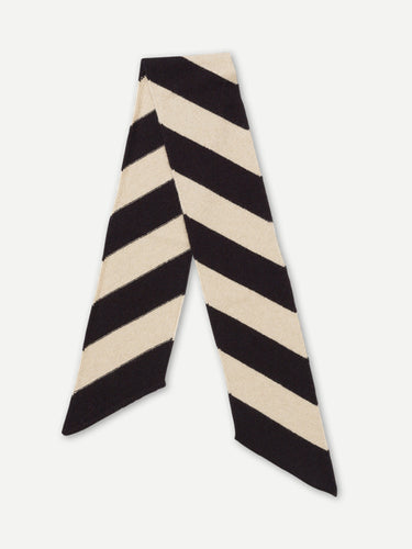 SMALL DIAGONAL STRIPE SCARF BLACK & OATMEAL