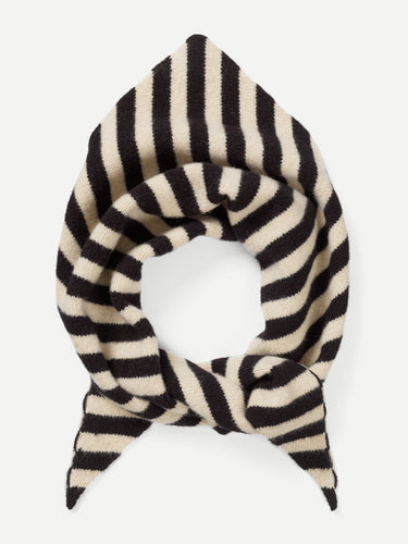 STRIPED TRIANGLE NECKERCHIEF BLACK & OATMEAL