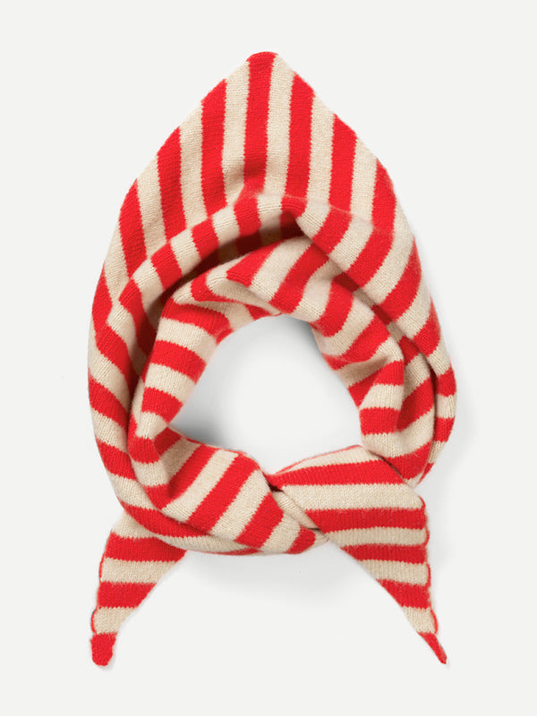 STRIPED TRIANGLE NECKERCHIEF POPPY & OATMEAL