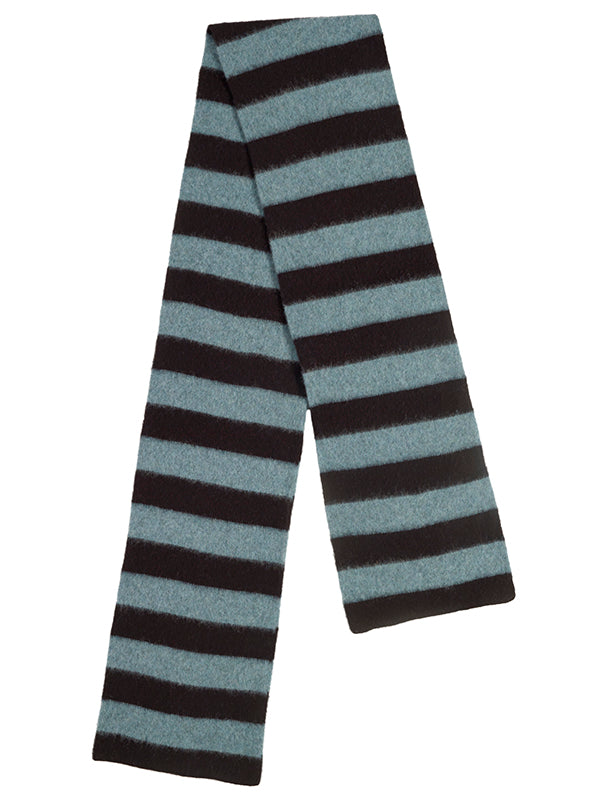 Brushed Wide Stripe Scarf Black & Jungle-Scarves-Jo Gordon-Brushed Wide Stripe Scarf Black & Jungle-scarf-100% Lambswool