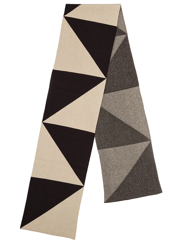 Triangle Scarf-Blanket Scarves-Jo Gordon-Triangle Scarf Black & Oatmeal-scarf-100% Lambswool