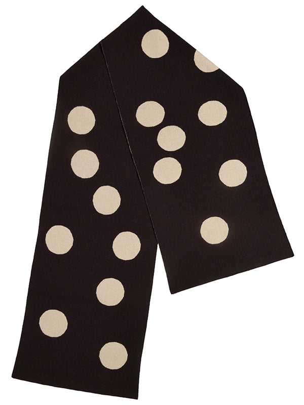 Spot Scarf-Blanket Scarves-Jo Gordon-Spot Scarf Black & Oatmeal-scarf-100% Lambswool