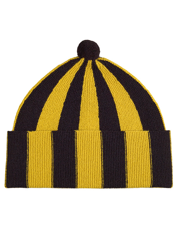 Vertical Stripe Hat Black & Turmeric